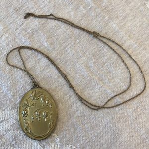 Vintage Art Nouveau Brass Mirror necklace